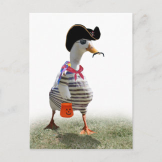 Halloween Trick or Treating Pirate Duck Postcard