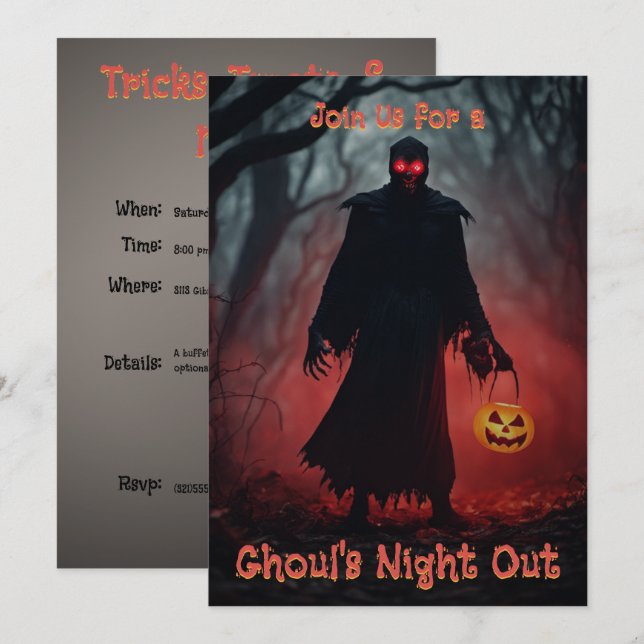 Halloween Trick or Treating Spooky Ghoul Party Invitation (Front/Back)
