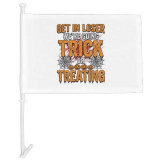 Halloween Trick Or Treating Vintage Typography Des Car Flag