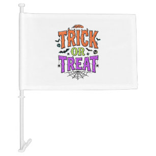 Halloween Trick Treat Funny Spider Web Retro_1 Car Flag