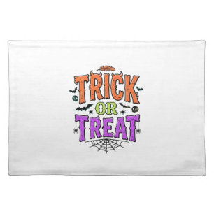 Halloween Trick Treat Funny Spider Web Retro_1 Cloth Placemat