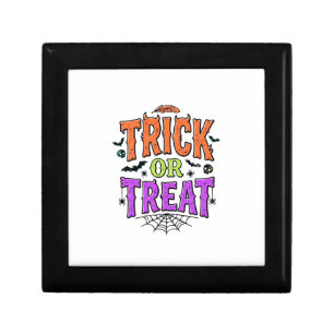 Halloween Trick Treat Funny Spider Web Retro_1 Gift Box