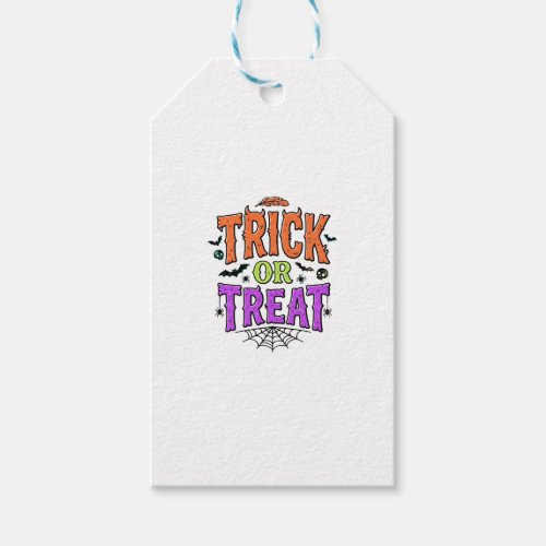 Halloween Trick Treat Funny Spider Web Retro_1 Gift Tags