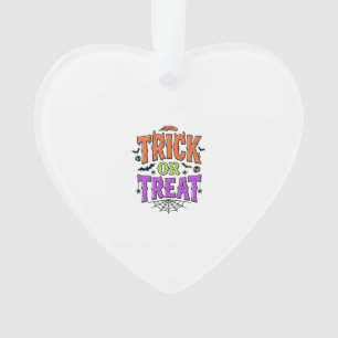 Halloween Trick Treat Funny Spider Web Retro_1 Ornament