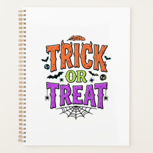 Halloween Trick Treat Funny Spider Web Retro_1 Planner