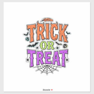 Halloween Trick Treat Funny Spider Web Retro_1 Sticker