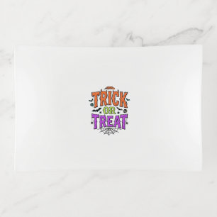 Halloween Trick Treat Funny Spider Web Retro_1 Trinket Tray