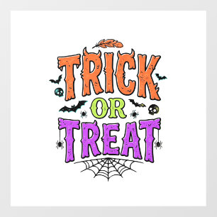 Halloween Trick Treat Funny Spider Web Retro_1 Window Cling