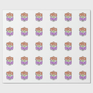 Halloween Trick Treat Funny Spider Web Retro_1 Wrapping Paper