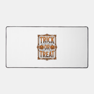 Halloween Trick Treat Pumpkin Skulls Vintage Engra Desk Mat