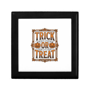 Halloween Trick Treat Pumpkin Skulls Vintage Engra Gift Box