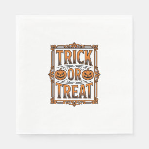 Halloween Trick Treat Pumpkin Skulls Vintage Engra Napkins