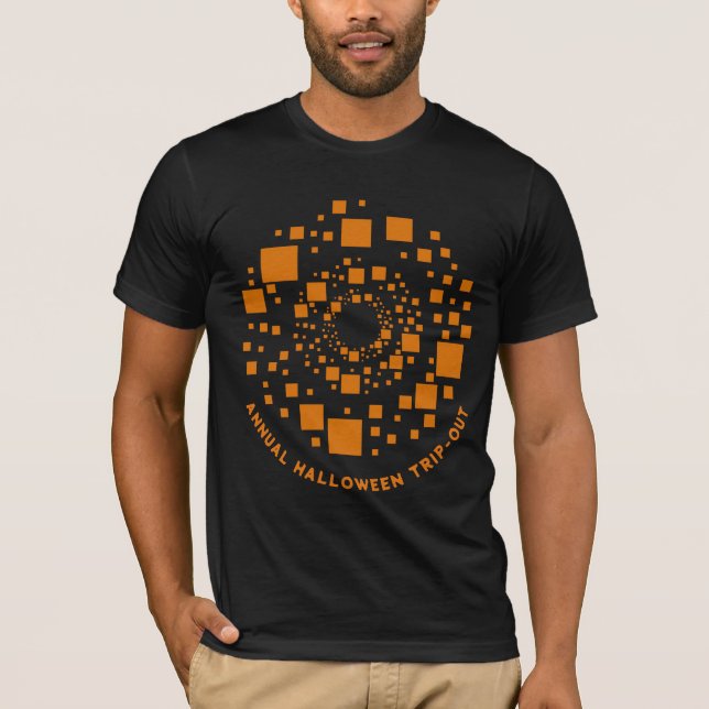 Halloween Trip-Out Orange Black Circles Squares  T-Shirt (Front)
