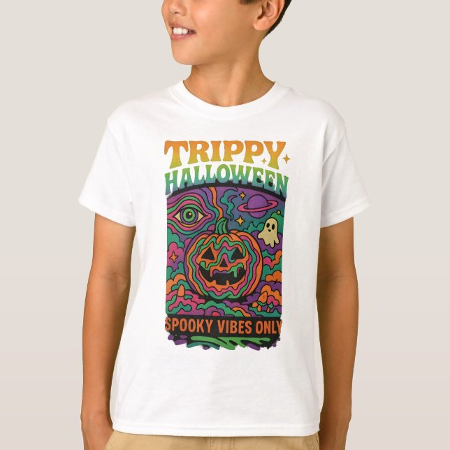 Halloween Trippy Full Color Retro Clothes Unisex T-Shirt (Front)
