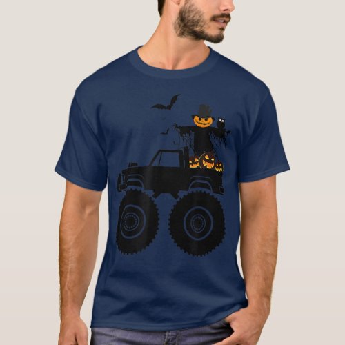 Halloween Truck Crash Pumpkin Bats Spooky Boys Kid T_Shirt