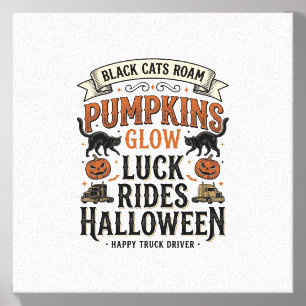Halloween Truck Driver Shirt with Black Cats and P Canvas Photo Tile