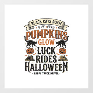 Halloween Truck Driver Shirt with Black Cats and P Floor Decals
