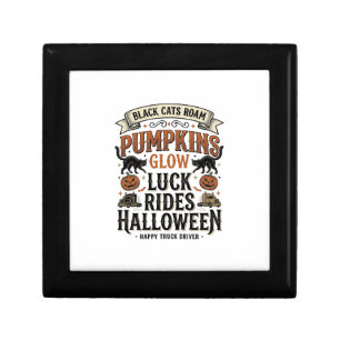 Halloween Truck Driver Shirt with Black Cats and P Gift Box