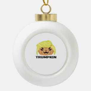 Halloween Trumpkin Classic Ceramic Ball Christmas Ornament