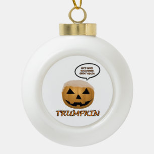 Halloween Trumpkin Fitted Ceramic Ball Christmas Ornament