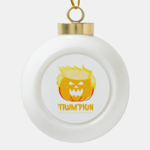 Halloween Trumpkin Funny Ceramic Ball Christmas Ornament