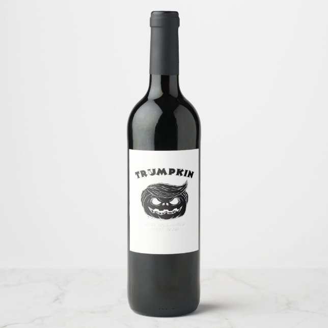 Halloween Trumpkin  Funny Halloween Costume Wine Label (Front)