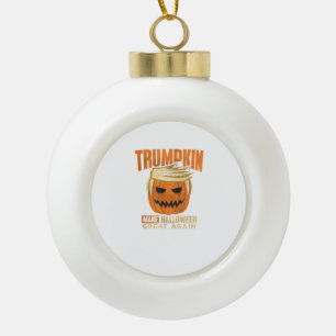 Halloween Trumpkin Funny Make America Great Ceramic Ball Christmas Ornament
