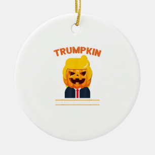 Halloween Trumpkin Funny Pumpkin Halloween Ceramic Ornament