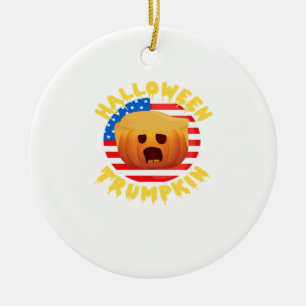 Halloween Trumpkin Funny Pumpkin Parody Ceramic Ornament
