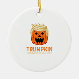 Halloween Trumpkin Funny – Spooky Parody Slogan Ceramic Ornament