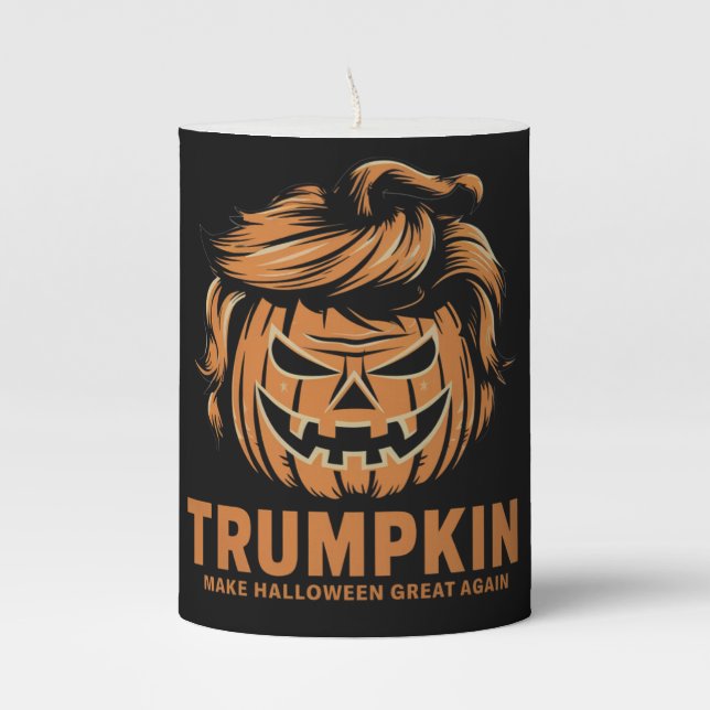 Halloween Trumpkin Make Halloween Great Again  Pillar Candle (Front)
