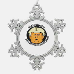 Halloween Trumpkin Pumpkin Classic Snowflake Pewter Christmas Ornament