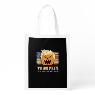 Halloween Trumpkin Vintage Us Flag Funny Grocery Bag