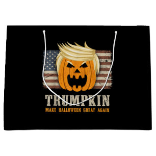 Halloween Trumpkin Vintage US Flag Funny Large Gift Bag