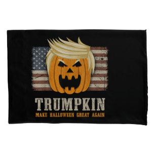 Halloween Trumpkin Vintage US Flag Funny Pillow Case