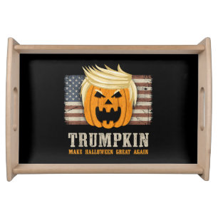 Halloween Trumpkin Vintage US Flag Funny Serving Tray