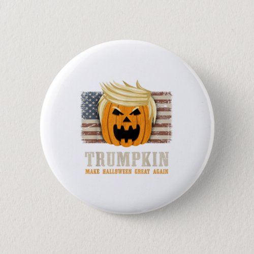 Halloween Trumpkin Vintage US Flag Funny Trump T_S Button