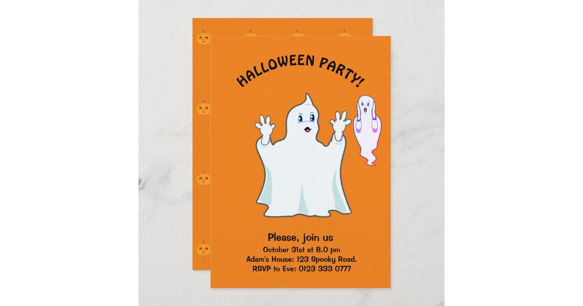 Halloween Trumpy & Munchy Ghosts Invitation | Zazzle