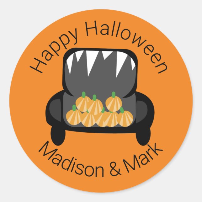 Halloween Trunk Candy Pumpkin Halloween Favor Classic Round Sticker (Front)