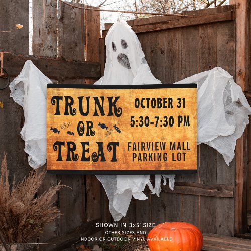 Halloween TRUNK OR TREAT Black Orange Banner