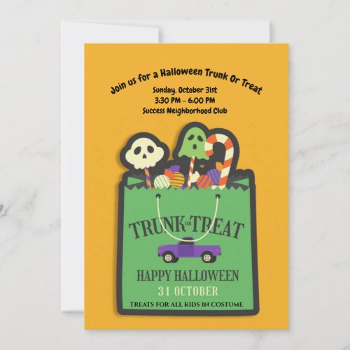 Halloween Trunk Or Treat Invitation