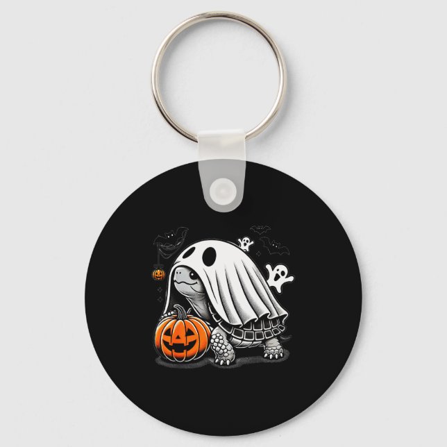 Halloween Turtle Ghost Pumpkin Costume Terran Tort Keychain (Front)