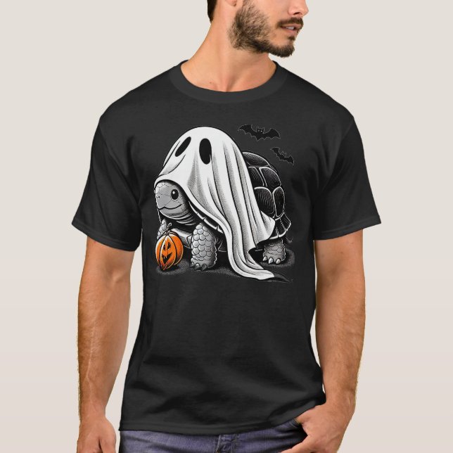 Halloween Turtle Ghost Pumpkin Costume Terrapin To T-Shirt (Front)