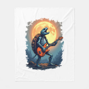 Halloween Turtle Skeleton Rocker Tee for Music Lov Fleece Blanket