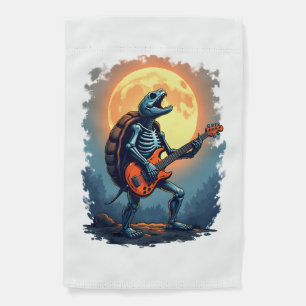 Halloween Turtle Skeleton Rocker Tee for Music Lov Garden Flag