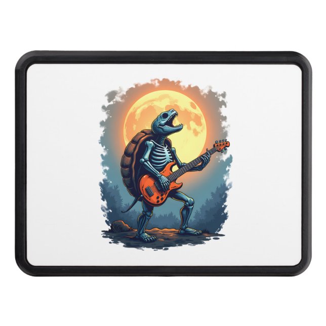 Halloween Turtle Skeleton Rocker Tee for Music Lov Hitch Cover (Front)