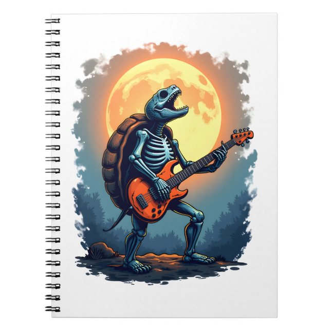 Halloween Turtle Skeleton Rocker Tee for Music Lov Notebook (Front)