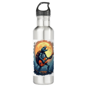 Halloween Turtle Skeleton Rocker Tee for Music Lov Stainless Steel Water Bottle
