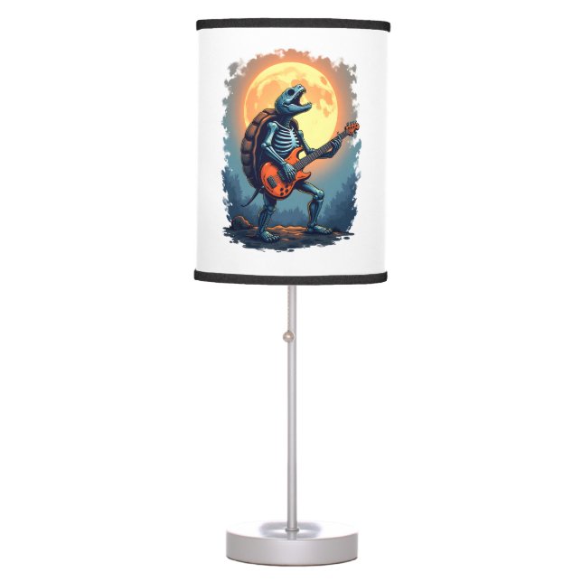 Halloween Turtle Skeleton Rocker Tee for Music Lov Table Lamp (Front)
