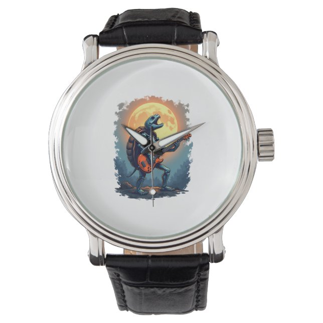 Halloween Turtle Skeleton Rocker Tee for Music Lov Watch (Front)